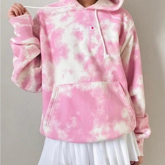 Urban Outfitters Tops - Urban Outfitters Pink UO champion tie dye hoodie sweatshirt oversized small
